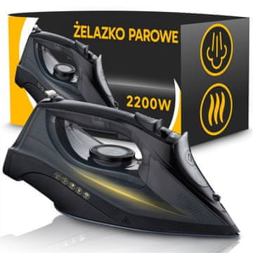 Retoo Močan parni likalnik, velika moč 2400 W, keramični prevlek, anti-drip in anti-calc