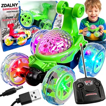 Retoo Veliko plesno vozilo z daljinskim upravljanjem, kaskader, akrobat, twister auto - , zeleno