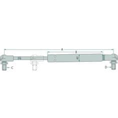Stabilus Plinska jeklenka 315,5 x 6 x 15 mm, hod bata 121,5 mm, 250 N 5033DX