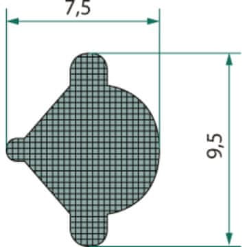 Granit Gumijasto profilno tesnilo za steklo 7,5 x 9,5 mm 25 m