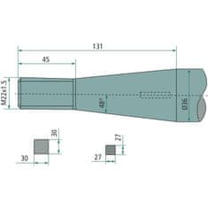Blue Line Zob nakladalnega prsta, ukrivljen kvadrat, 600 mm M22