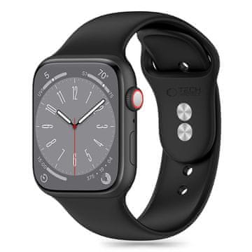 Tech-protect Silikonski pašček za Apple Watch 4 / 5 / 6 / 7 / 8 / 9 / SE / Ultra 1 / 2 42 44 45 49 mm - črn