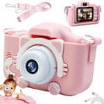 Verkgroup Otroški digitalni fotoaparat Kitty z igrami – kamera za otroke, roza