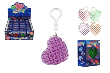 Teddies Obesek fidget oblika srca spreminja antistresno plastiko 6cm 4 barve v škatli 6x6,5cm