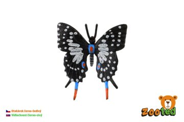 Tropski metulj Papilio/otakarek črna/siva zooted plastika 6cm