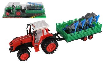 Teddies Traktor z vleko in plugom 53cm plastika z vztrajnikom 2 barvi v blister pakiranju