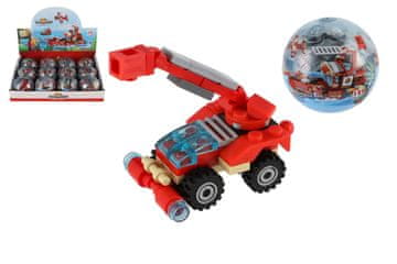 Teddies Gradbeni set reševalna vozila gasilci plastika 7cm mešanica vrst v plastični krogli
