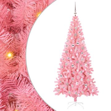Vidaxl Božično drevo med 300 LED z stojalom Roza 240 cm PVC