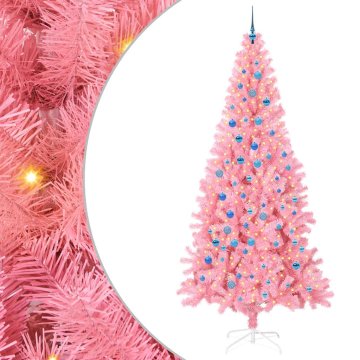 Vidaxl Božično drevo med 300 LED z stojalom Roza 240 cm PVC