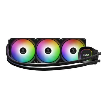 Gamdias Aura GL360 LITE Vodno hlajenje za CPU (AIO vodno hlajenje, 3x 120 mm, PWM, z RGB osvetlitvijo in podporo za LGA1851) (AURA GL360 LITE)