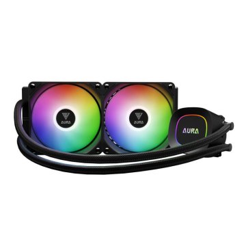 Gamdias Aura GL240 LITE Vodno hlajenje za CPU (AIO vodno hlajenje, 2x 120 mm, PWM, z RGB osvetlitvijo in podporo za LGA1851) (AURA GL240 LITE)