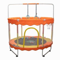 Inlea otroški trampolin JumpPlay 152 cm z zaščitno mrežo in dodatki - oranžna