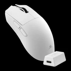 White Shark brezžična gaming miška AGAMEMNON, 30.000 DPI/8.000 Hz, bela