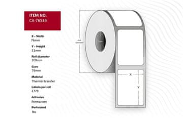 Capture Capture nalepka 76x51 mm TT Jedro 76, poliester, trajna, 2779/rola