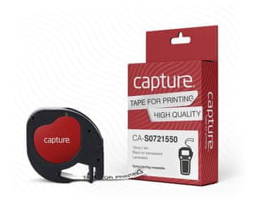 Capture S0721550 LetraTag plastični trak 12 mm x 4 m, črno na prosojnem