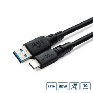 MicroConnect ColorFlex USB C-A kabel 60W 10Gbps, LSZH, USB 3.2 Gen 2, 3m