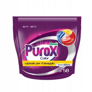 PUR TriCaps gel kapsule za barvno perilo 58 kosov x 13 gramov doypack