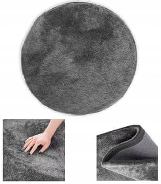 AmeliaHome Okrogla preproga Morko 80 cm temno siva mehka dekorativna moderna za