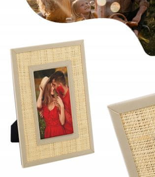 AmeliaHome Okvir za fotografije 19 x 24, pletena boemska dekoracija, nastavljiv