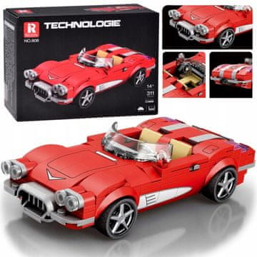 JOKOMISIADA Tehnične kocke Retro avtomobilček RDEČI KABRIOLET iz 50. let prejšnjega stoletja 311-delni ZA5790