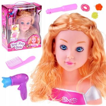 JOKOMISIADA 20 cm BLONDINKA LUTKA glava za česanje s frizerskimi pripomočki ZA5837