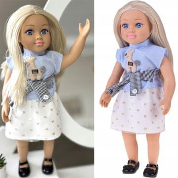 JOKOMISIADA Velika, očarljiva 48 cm punčka v obleki + vgrajena melodija in mehko telo ZA5843