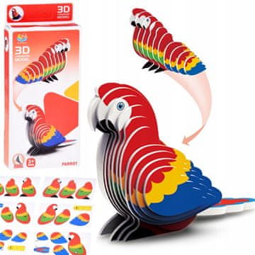 JOKOMISIADA 3D sestavljanka kartonski model pisana PAPIGA ARAA naredi sam DIY 24 kosov ZA5719
