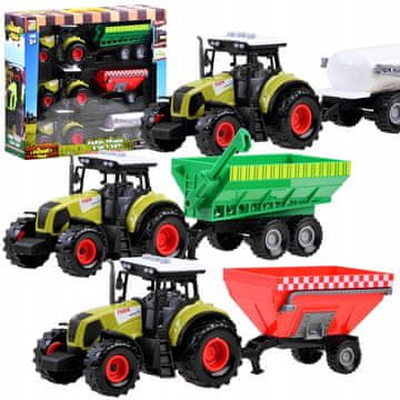 JOKOMISIADA Komplet 3 x traktor + prikolica za kmeta ZA3908