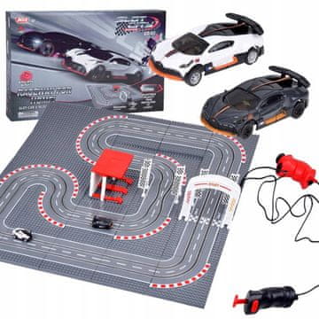 JOKOMISIADA Dirkalna steza Bugatti z dvema avtomobilčkoma na daljinsko upravljanje! Super zabavno RC0664