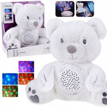 JOKOMISIADA Plišasta bela projektorska uspavanka TEDDY BEAR za malčke ZA5289