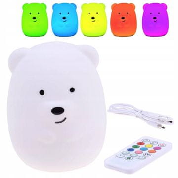 JOKOMISIADA Silikonska LED nočna lučka Teddy Bear + daljinski upravljalnik ZA3294