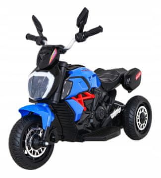 RAMIZ Hitro turistično otroško motorno kolo na baterije, modro + zvok + luči