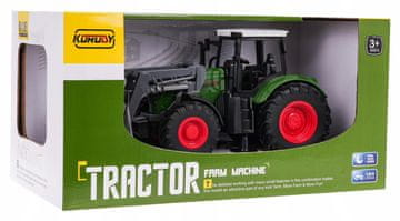 RAMIZ Zelen traktor z buldožerjem, izdelan iz najkakovostnejših materialov v merilu 1:24