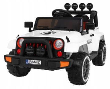 RAMIZ Terensko vozilo s stalnim pogonom 4x4 za otroke, belo + 4x4 pogon + terensko daljinsko upravljanje
