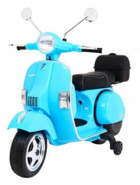Vespa električni skuter za otroke modre barve + pomožna kolesa + zvočnik