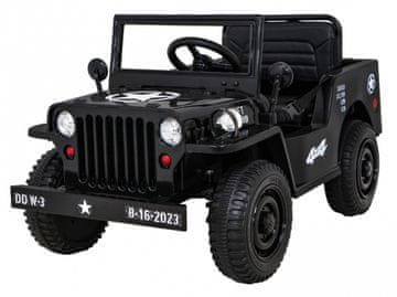 RAMIZ Retro vojaški avto za otroke črne barve + osvetljen gumb za pogon 4x4