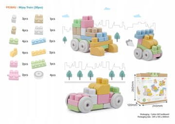 0.00023 Organske kocke za otroke, stare 18 mesecev+, komplet 30 kosov + bioplastika + pastelne barve