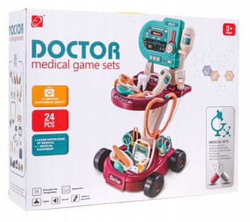 RAMIZ Medicinski komplet za otroke 3+ Otroški voziček + 24-delni EKG panel Kardiolog Zobozdravnik