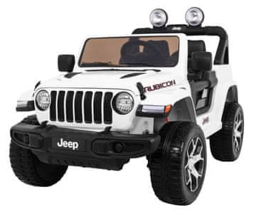 RAMIZ Jeep Wrangler Rubicon otroški na baterije, bel + avdio plošča z daljinskim upravljalnikom