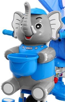 RAMIZ Otroško kolo Blue Elephant s 3 kolesi + zvoki + streha + ovira