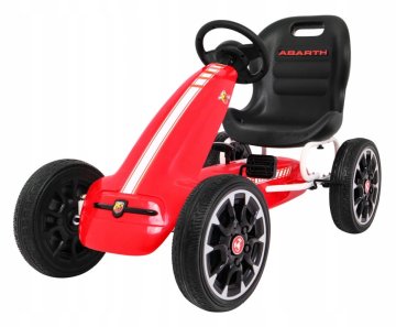 RAMIZ ABARTH otroški pedalni gokart, rdeč + EVA kolesa + ročna zavora