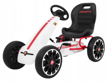 RAMIZ ABARTH otroški kart na pedala, bel + EVA kolesa + ročna zavora