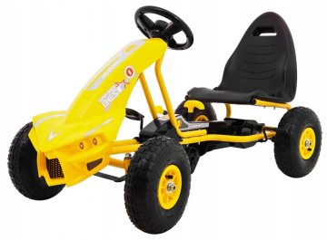 RAMIZ Champion Pedal Go-Kart za otroke 3+ rumene barve + napihljive pnevmatike in gumijasta kolesa