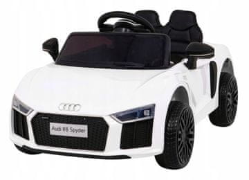 Audi R8 Polnilni otroški voziček bele barve + daljinski upravljalnik + EVA + počasni zagon USB SD
