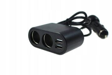 Razdelilnik vtičnice za vžigalnik cigaret 12-24V + 2xUSB 2.1A