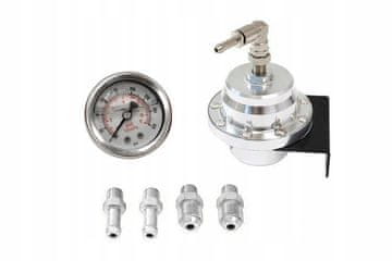 Regulator tlaka goriva TurboWorks Racing AN6 + merilnik, srebrn