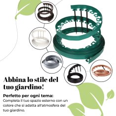 Fleksibilna plastična obroba za trato - črna, 10 m, 20 vdolbin, višina 4 cm, vremensko odporna, obroba za gredice - za vrtove in robotske kosilnice