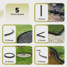Fleksibilna plastična obroba za trato, višina 20 m, 45 mm, rob za tlakovanje s 60 sidri za košnjo, obroba za trato, obroba za gredice - reciklirana plastika