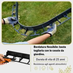 Fleksibilna plastična obroba za trato, višina 20 m, 45 mm, rob za tlakovanje s 60 sidri za košnjo, obroba za trato, obroba za gredice - reciklirana plastika