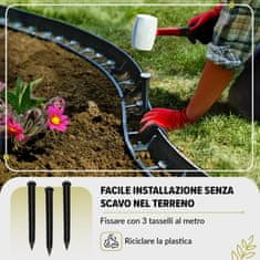 Fleksibilna plastična obroba za trato, višina 20 m, 45 mm, rob za tlakovanje s 60 sidri za košnjo, obroba za trato, obroba za gredice - reciklirana plastika
